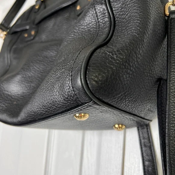 Michael Kors Pebble Leather Black Hudson Satchel Crossbody Bag - Picture 6 of 12